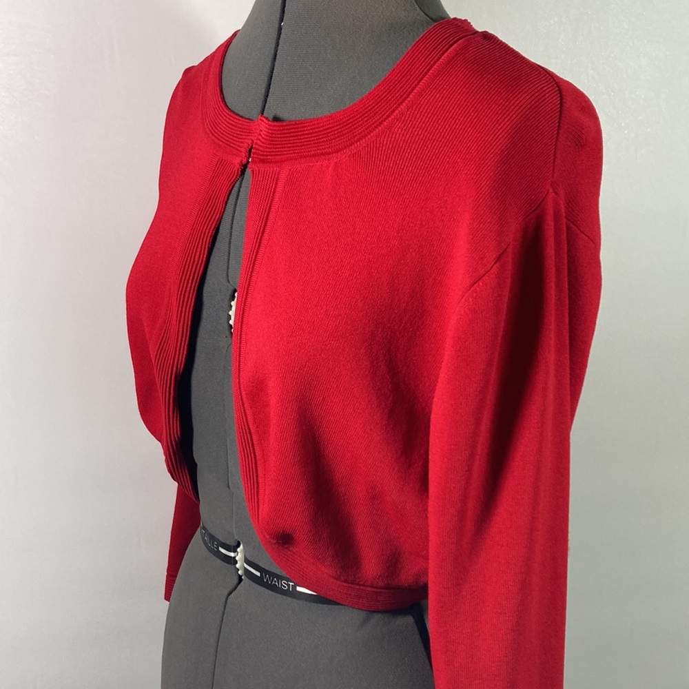 Studio 1 Petite Open Front 3/4 Sleeve Cropped Cardigan Size 14P
